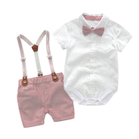 Load image into Gallery viewer, 2 Pieces Set Baby Boys Bow Rompers And Solid Color Rompers Wholesale 22121415
