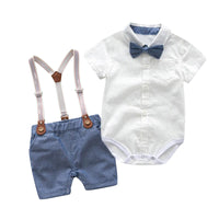 Load image into Gallery viewer, 2 Pieces Set Baby Boys Bow Rompers And Solid Color Rompers Wholesale 22121415
