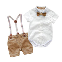 Load image into Gallery viewer, 2 Pieces Set Baby Boys Bow Rompers And Solid Color Rompers Wholesale 22121415
