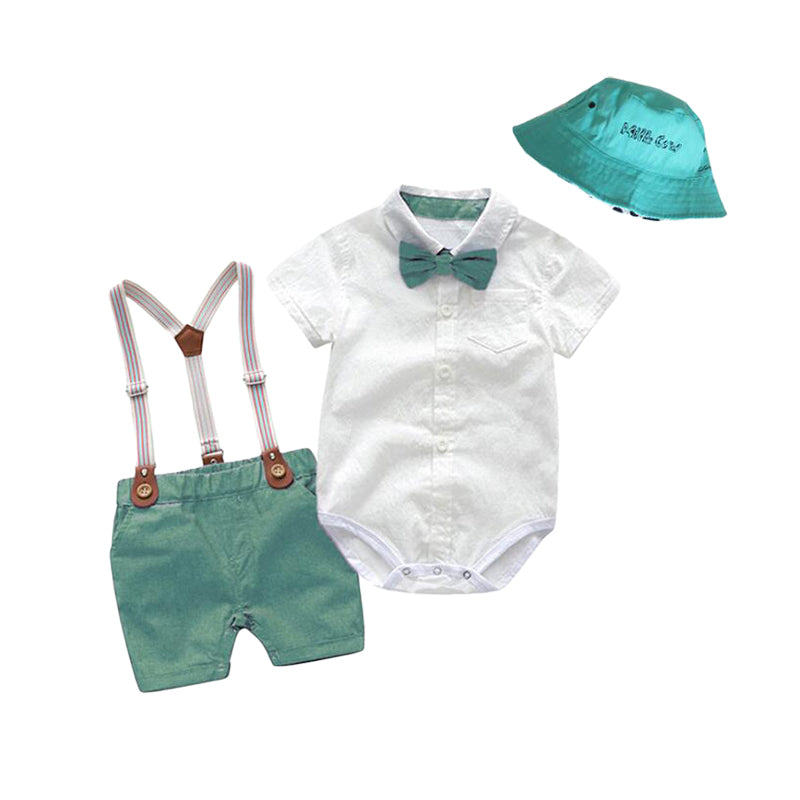 3 Pieces Set Baby Boys Birthday Solid Color Bow Rompers And Letters Hats And Wholesale 221214155