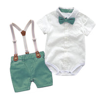 Load image into Gallery viewer, 3 Pieces Set Baby Boys Birthday Solid Color Bow Rompers And Letters Hats And Wholesale 221214155

