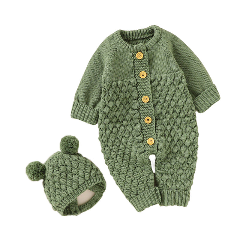 Baby Unisex Solid Color Crochet Jumpsuits Accessories Hats Wholesale 221214156