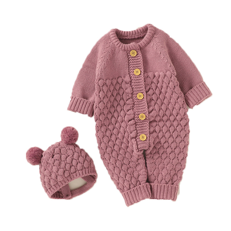 Baby Unisex Solid Color Crochet Jumpsuits Accessories Hats Wholesale 221214156