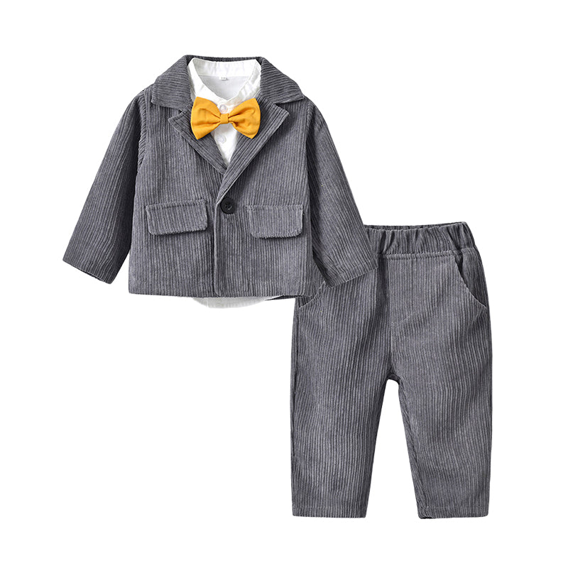 3 Pieces Set Baby Kid Boys Birthday Bow Shirts Solid Color Blazers And Pants Wholesale 221214157