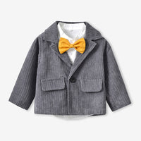 Load image into Gallery viewer, 3 Pieces Set Baby Kid Boys Birthday Bow Shirts Solid Color Blazers And Pants Wholesale 221214157
