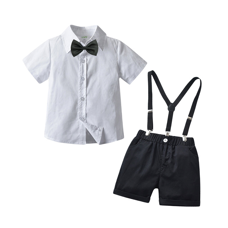 2 Pieces Set Baby Kid Boys Dressy Solid Color Bow Shirts And Shorts Suits Wholesale 221214165