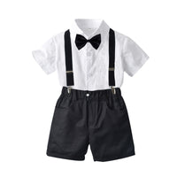 Load image into Gallery viewer, 2 Pieces Set Baby Kid Boys Dressy Solid Color Bow Shirts And Shorts Suits Wholesale 221214165
