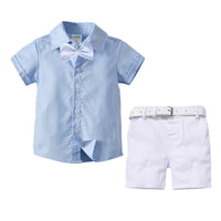 Load image into Gallery viewer, 2 Pieces Set Baby Kid Boys Birthday Bow Shirts And Solid Color Shorts Wholesale 221214168
