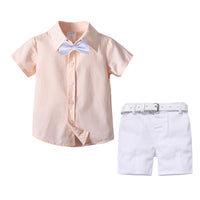 Load image into Gallery viewer, 2 Pieces Set Baby Kid Boys Birthday Bow Shirts And Solid Color Shorts Wholesale 221214168
