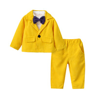 Load image into Gallery viewer, 3 Pieces Set Baby Kid Boys Bow Shirts And Solid Color Jackets Outwears And Pants Wholesale 221214169
