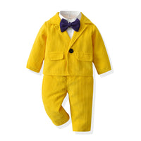 Load image into Gallery viewer, 3 Pieces Set Baby Kid Boys Bow Shirts And Solid Color Jackets Outwears And Pants Wholesale 221214169
