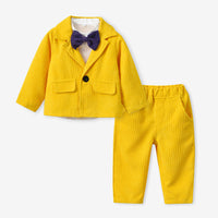 Load image into Gallery viewer, 3 Pieces Set Baby Kid Boys Bow Shirts And Solid Color Jackets Outwears And Pants Wholesale 221214169
