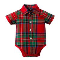 Load image into Gallery viewer, 2 Pieces Set Baby Boys Checked Bow Rompers And Solid Color Rompers Wholesale 22121417
