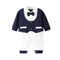 Load image into Gallery viewer, Baby Boys Striped Color-blocking Bow Birthday Jumpsuits Wholesale 221214183
