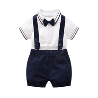 Load image into Gallery viewer, 2 Pieces Set Baby Boys Bow Rompers And Solid Color Shorts Wholesale 221214189
