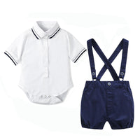 Load image into Gallery viewer, 2 Pieces Set Baby Boys Bow Rompers And Solid Color Shorts Wholesale 221214189
