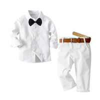 Load image into Gallery viewer, 2 Pieces Set Baby Kid Boys Bow Shirts And Solid Color Pants Wholesale 221214194
