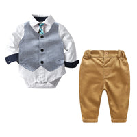 Load image into Gallery viewer, 3 Pieces Set Baby Boys Bow Rompers And Solid Color Vests Waistcoats And Pants Wholesale 221214200
