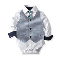 Load image into Gallery viewer, 3 Pieces Set Baby Boys Bow Rompers And Solid Color Vests Waistcoats And Pants Wholesale 221214200
