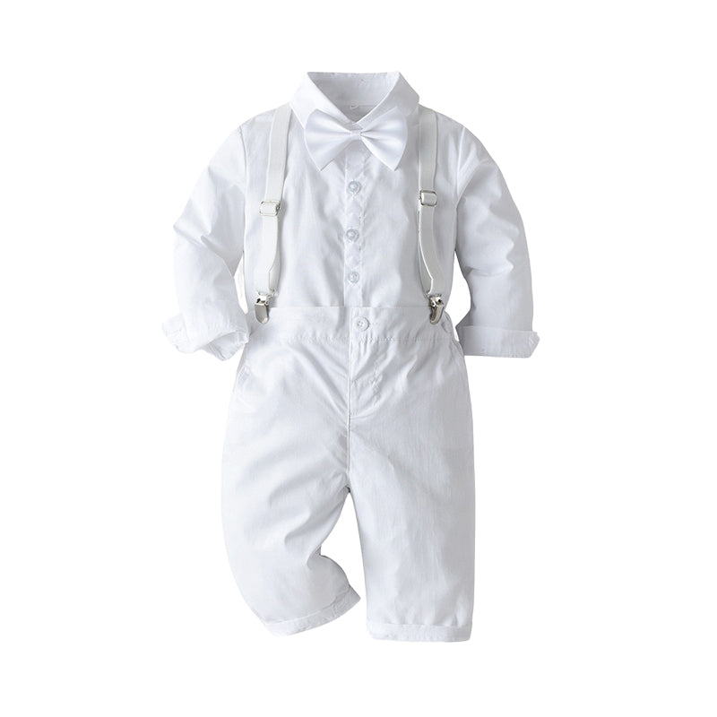 2 Pieces Set Baby Kid Boys Dressy Party Solid Color Bow Shirts And Pants Suits Wholesale 221214206