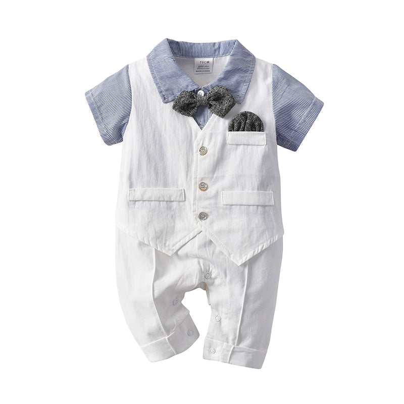 Baby Boys Solid Color Bow Birthday Party Jumpsuits Wholesale 22121421