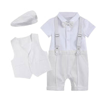 Load image into Gallery viewer, 3 Pieces Set Baby Boys Birthday Party Bow Rompers Solid Color Vests Waistcoats And Hats Wholesale 221214225
