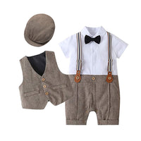Load image into Gallery viewer, 3 Pieces Set Baby Boys Birthday Party Bow Rompers Solid Color Vests Waistcoats And Hats Wholesale 221214225
