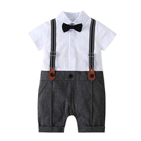 Load image into Gallery viewer, 3 Pieces Set Baby Boys Birthday Party Bow Rompers Solid Color Vests Waistcoats And Hats Wholesale 221214225
