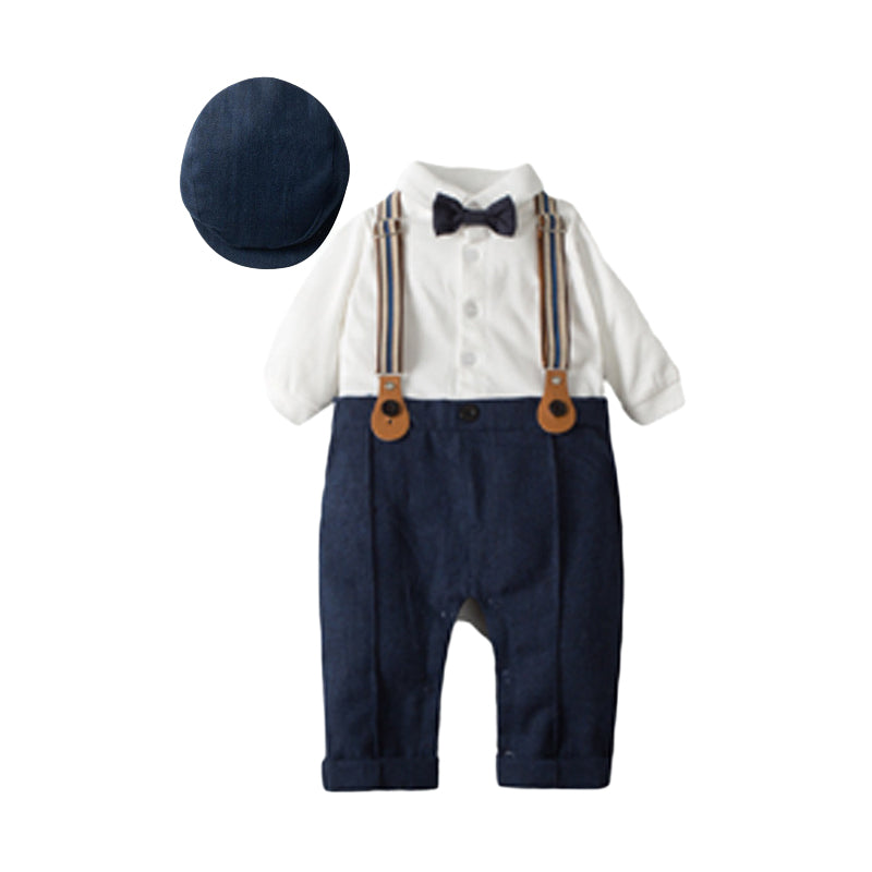 Baby Boys Color-blocking Bow Birthday Party Jumpsuits Wholesale 221214229