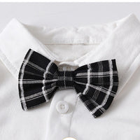 Load image into Gallery viewer, 3 Pieces Set Baby Boys Birthday Party Solid Color Bow Rompers Checked Vests Waistcoats And Pants Wholesale 221214235
