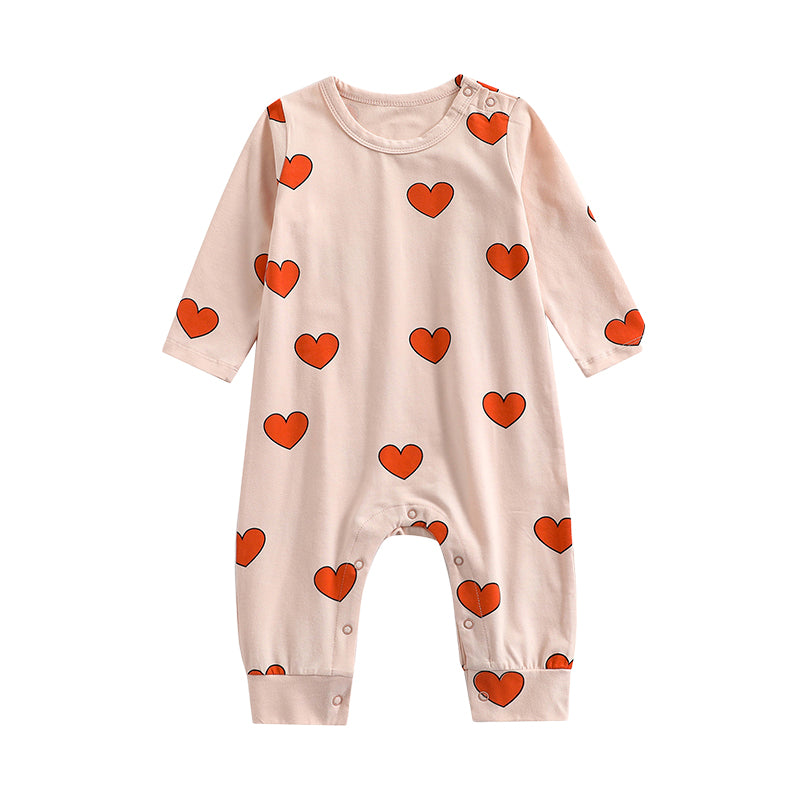 Baby Girls Love heart Print Jumpsuits Wholesale 221214244