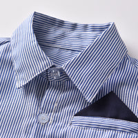 Load image into Gallery viewer, 2 Pieces Set Baby Kid Boys Dressy Birthday Party Striped Shirts And Solid Color Jumpsuits Wholesale 22121425
