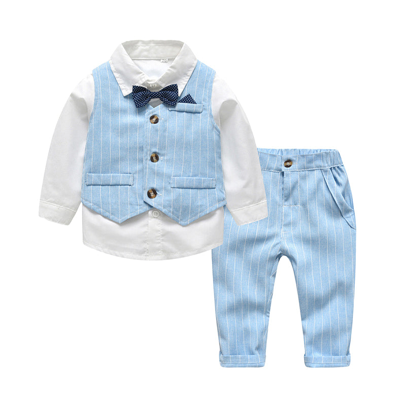 3 Pieces Set Baby Kid Boys Birthday Party Solid Color Shirts Striped Vests Waistcoats And Pants Wholesale 22121430