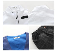 Load image into Gallery viewer, 3 Pieces Set Baby Kid Boys Birthday Solid Color Shirts Flower Polka dots Print Vests Waistcoats And Pants Wholesale 22121432
