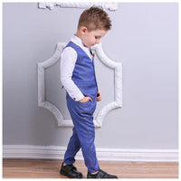 Load image into Gallery viewer, 3 Pieces Set Baby Kid Boys Birthday Solid Color Shirts Flower Polka dots Print Vests Waistcoats And Pants Wholesale 22121432
