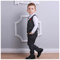 Load image into Gallery viewer, 3 Pieces Set Baby Kid Boys Birthday Solid Color Shirts Flower Polka dots Print Vests Waistcoats And Pants Wholesale 22121432
