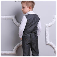 Load image into Gallery viewer, 3 Pieces Set Baby Kid Boys Birthday Solid Color Shirts Flower Polka dots Print Vests Waistcoats And Pants Wholesale 22121432
