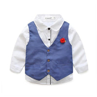 Load image into Gallery viewer, 3 Pieces Set Baby Kid Boys Birthday Solid Color Shirts Flower Polka dots Print Vests Waistcoats And Pants Wholesale 22121432
