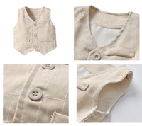 Load image into Gallery viewer, 3 Pieces Set Baby Kid Boys Birthday Solid Color Bow Shirts Checked Vests Waistcoats And Pants Wholesale 22121433
