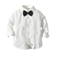 Load image into Gallery viewer, 3 Pieces Set Baby Kid Boys Birthday Solid Color Bow Shirts Checked Vests Waistcoats And Pants Wholesale 22121433
