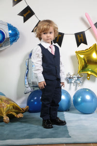 Load image into Gallery viewer, 3 Pieces Set Baby Boys Birthday Party Solid Color Vests Waistcoats Bow Rompers And Pants Wholesale 22121435
