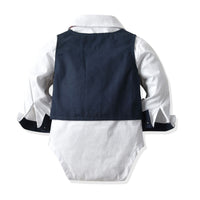 Load image into Gallery viewer, 3 Pieces Set Baby Boys Birthday Party Solid Color Vests Waistcoats Bow Rompers And Pants Wholesale 22121435
