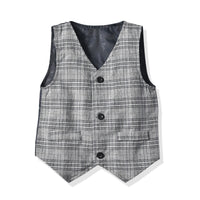 Load image into Gallery viewer, 3 Pieces Set Baby Kid Boys Birthday Party Solid Color Bow Shirts Checked Vests Waistcoats And Pants Wholesale 221214366
