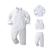 Load image into Gallery viewer, 3 Pieces Set Baby Kid Boys Birthday Solid Color Bow Shirts Vests Waistcoats And Pants Wholesale 221214367
