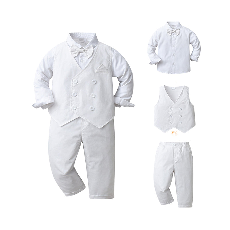 3 Pieces Set Baby Kid Boys Birthday Solid Color Bow Shirts Vests Waistcoats And Pants Wholesale 221214367