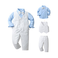 Load image into Gallery viewer, 3 Pieces Set Baby Kid Boys Birthday Solid Color Bow Shirts Vests Waistcoats And Pants Wholesale 221214367
