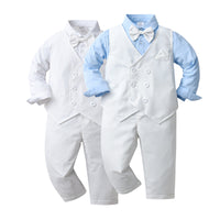 Load image into Gallery viewer, 3 Pieces Set Baby Kid Boys Birthday Solid Color Bow Shirts Vests Waistcoats And Pants Wholesale 221214367
