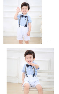 Load image into Gallery viewer, 2 Pieces Set Baby Boys Birthday Solid Color Bow Rompers Wholesale 22121441
