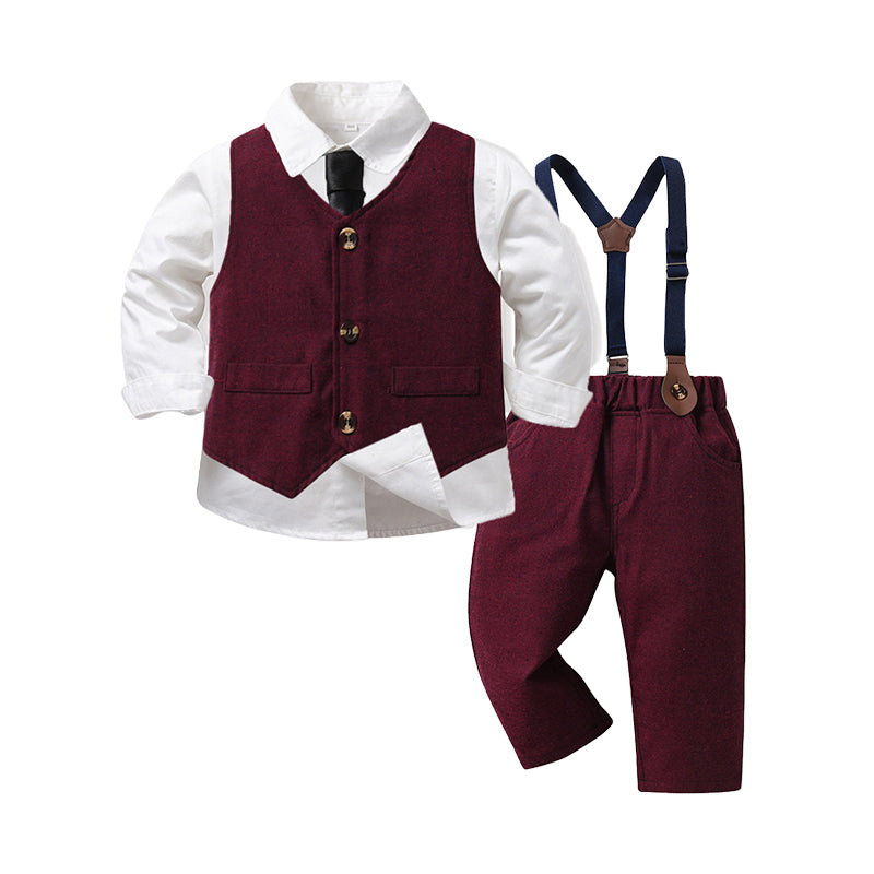 3 Pieces Set Baby Kid Boys Dressy Solid Color Shirts Vests Waistcoats And Pants Wholesale 221214419