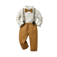 Load image into Gallery viewer, 2 Pieces Set Baby Kid Big Kid Boys Striped Checked Bow Shirts And Pants Wholesale 221214422
